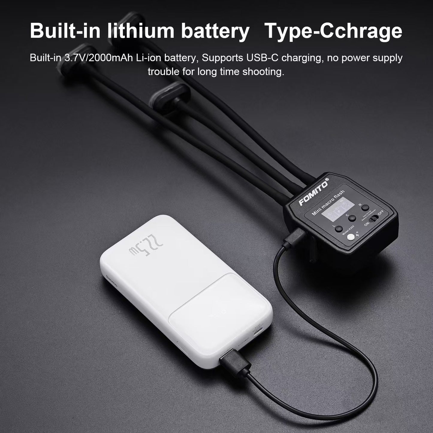 K202 Three-Head Macro Fill Light | Dual Flashes + LED | 12-Color Diffuser