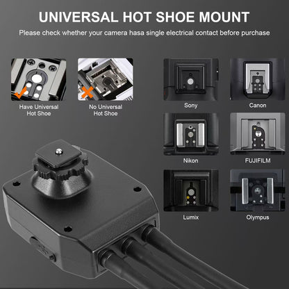 K202 Three-Head Macro Fill Light | Dual Flashes + LED | 12-Color Diffuser