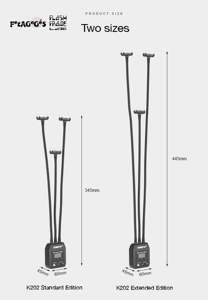 K202 Three-Head Macro Fill Light | Dual Flashes + LED | 12-Color Diffuser